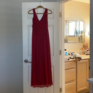 David's Bridal Long Mesh Dress with Cowl Back